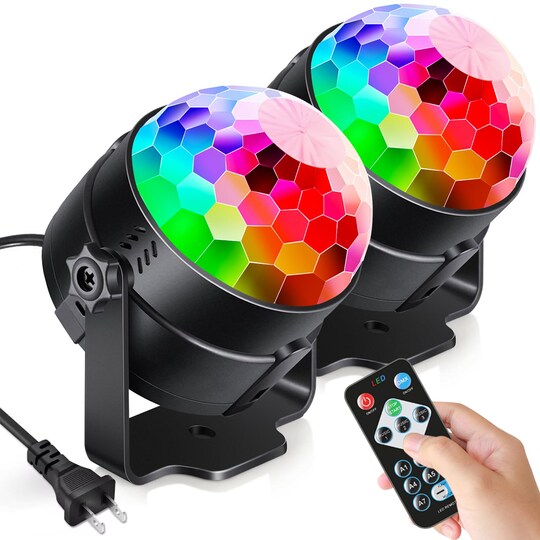 Art & Gift; 2-Pack Sound Activated Party Lights with Remote Control, Disco Ball Light, DJ Strobe Lamp for Home Room Dance Party Supplies White Elephant Gifts Birthday Christmas Halloween Party Decorations; Category:Party Decorations; Image:1
